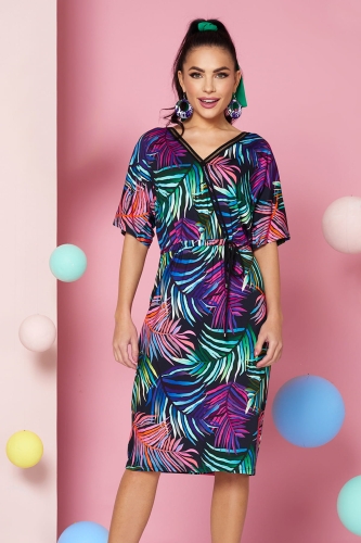 Sukienka kimonowa _dzianina kolorowe liście