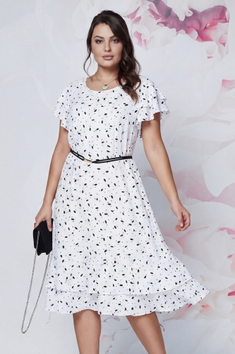 Sukienka midi Batumi z wiskozy biało-czarna