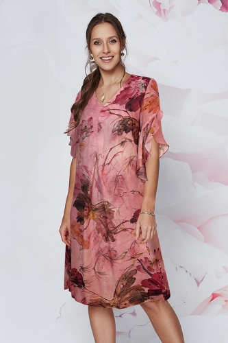 Sukienka wizytowa Eliza w pudrowe kwiaty