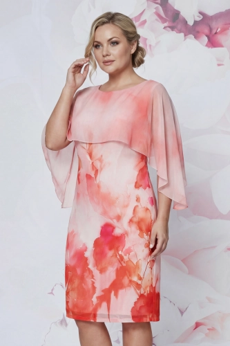 Sukienka wizytowa Delia w koralowe kwiaty