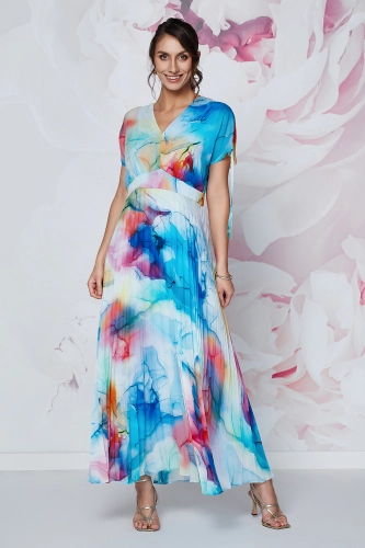 Sukienka Melody maxi plisowana kolorowe akwarele